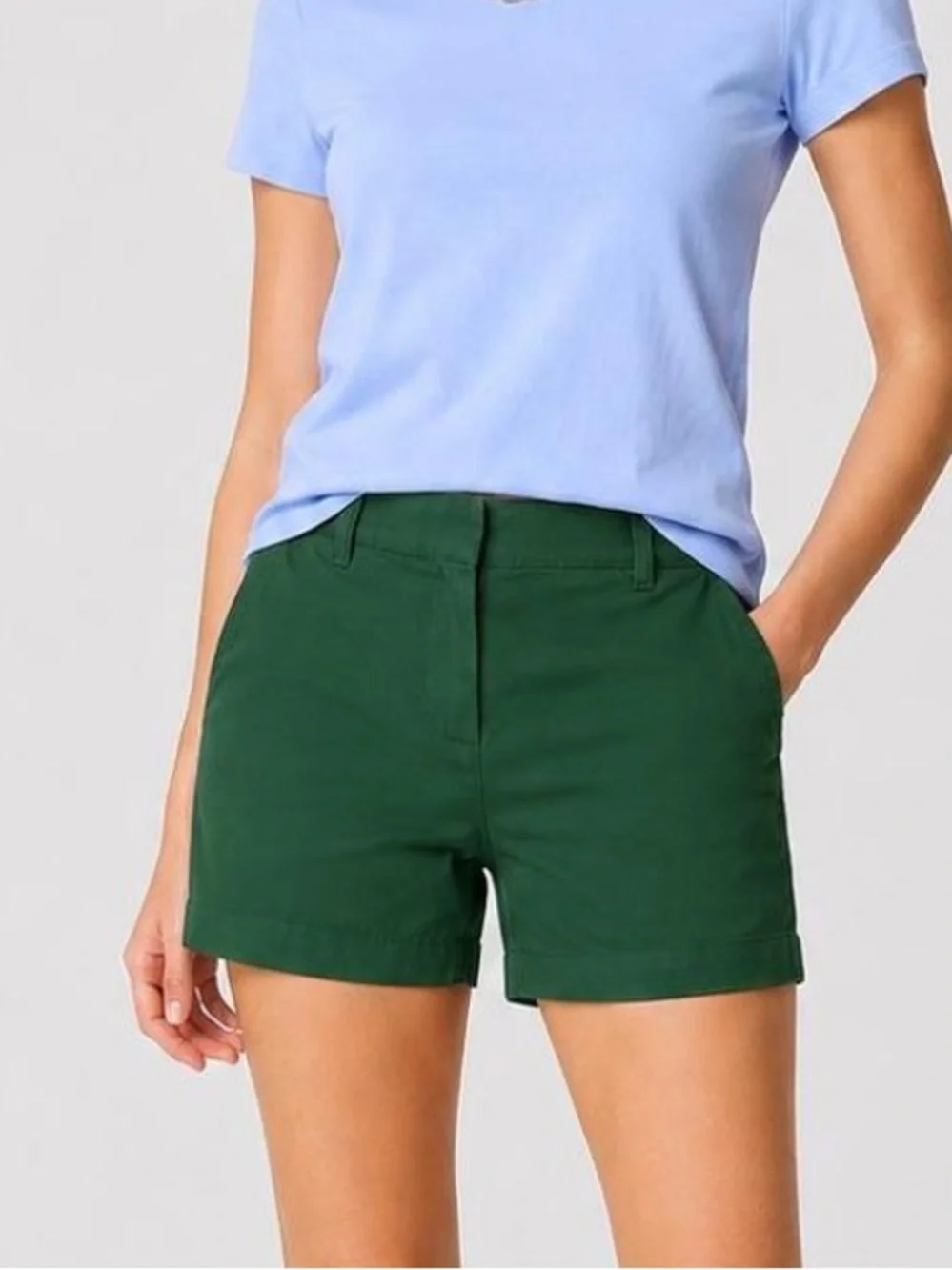 J Crew Mid-Rise Green Chino Shorts - NWT